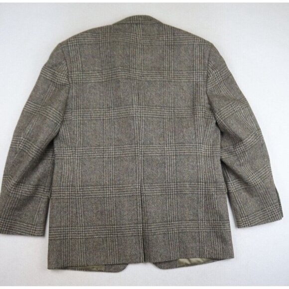 WARREN SCOTT - MEN'S BROWN PLAID 100% WOOL TWEED SPORT COAT BLAZER JACKET- 44R - Picture 6 of 7